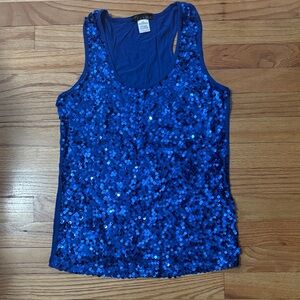 Sparkling Blue Sequin Tank Top